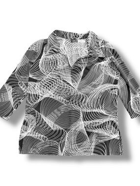 Anna Black and White Abstract Swirl Blouse